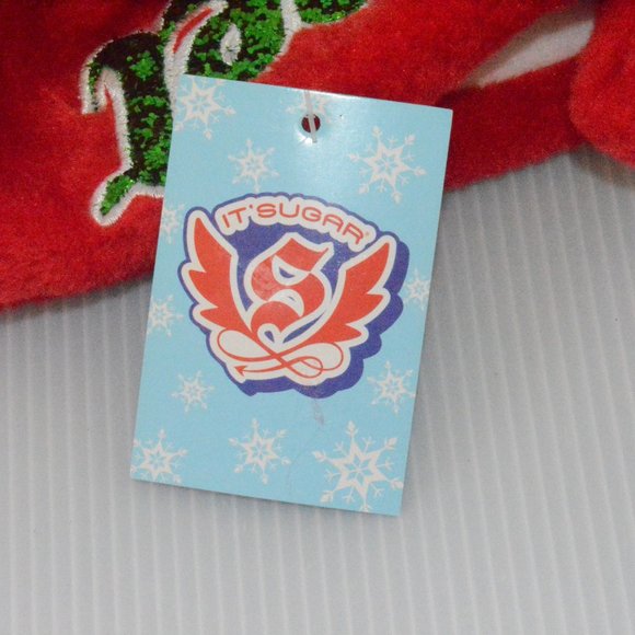 Its Sugar Faux Fur Trim Embroidered SWEET Candy Cane Red Christmas Stocking 17" - Picture 9 of 9